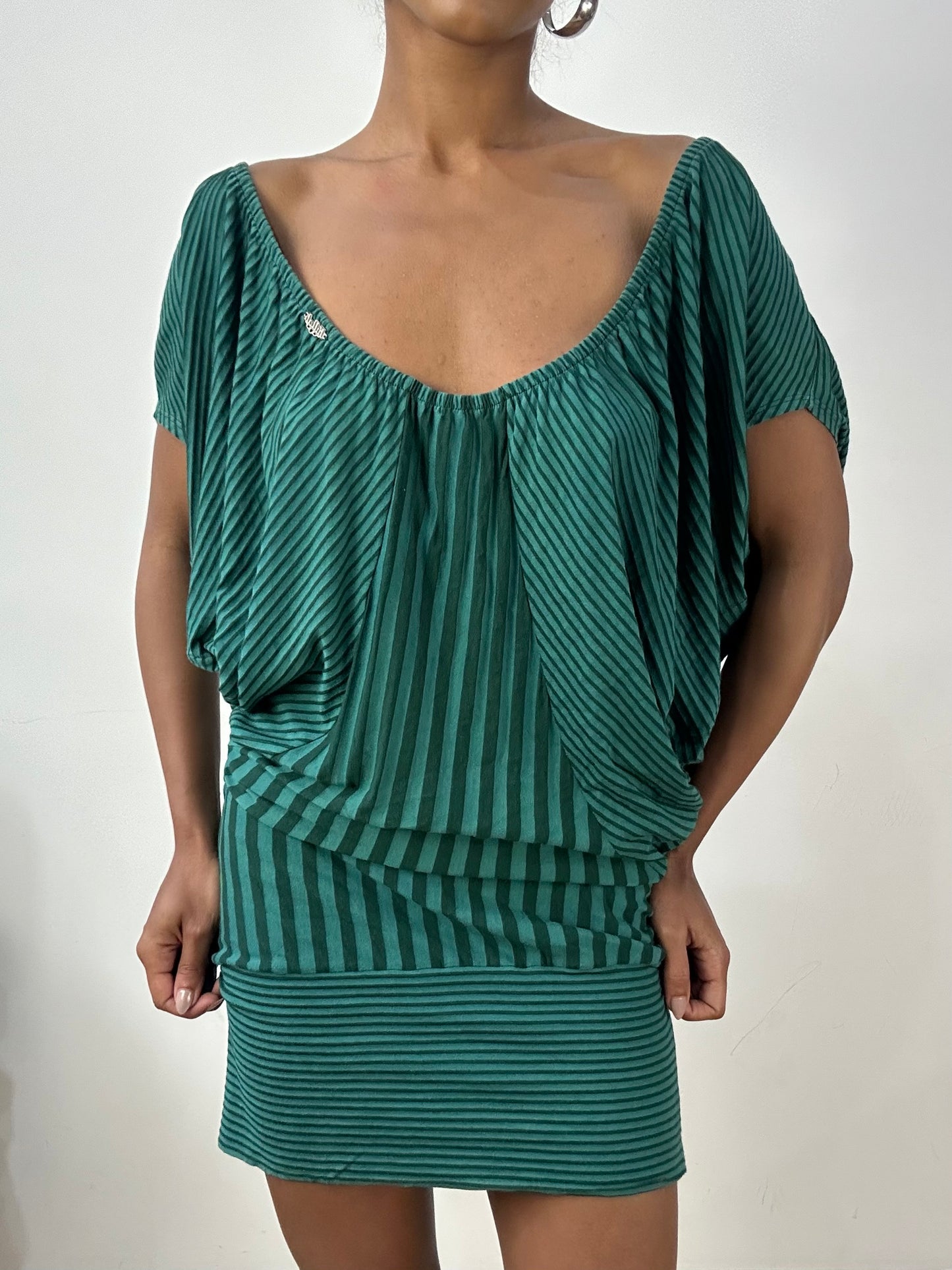 vintage edit: halloween | medium green killah striped batwing mini dress