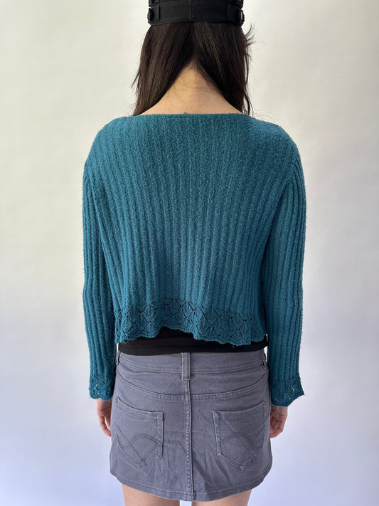 devil wears prada | small blue knit cardigan