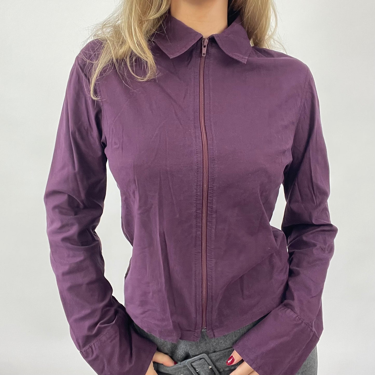 90s MINIMALISM DROP | small purple zip up bengaline jacket