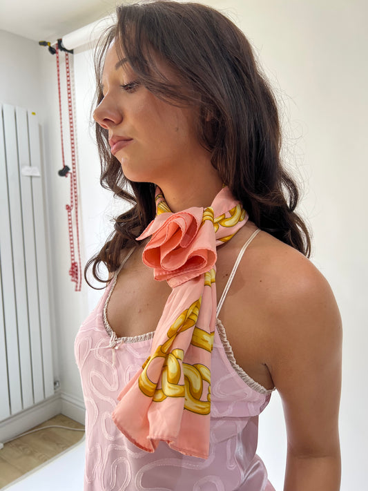 SATC drop | pink and gold scarf with pattern