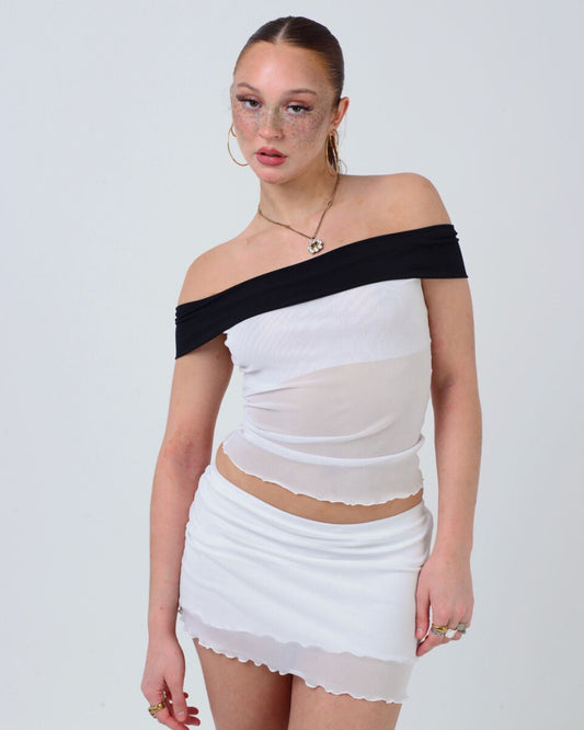 the sleeveless mila in white - black