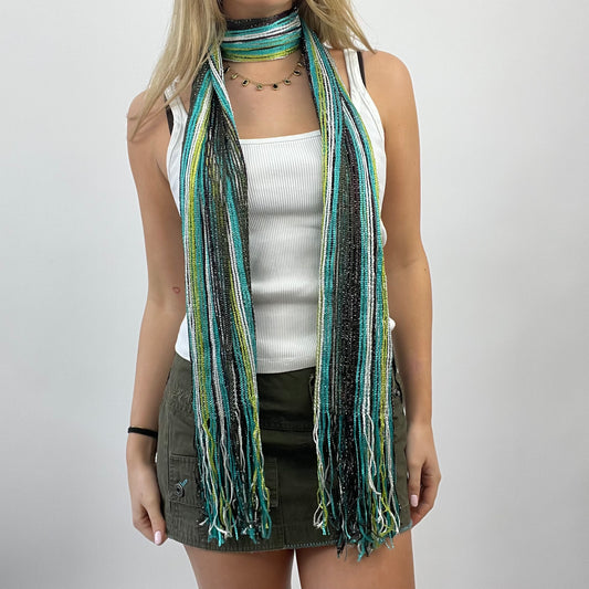 💻FUTURECORE DROP | green sparkly striped scarf