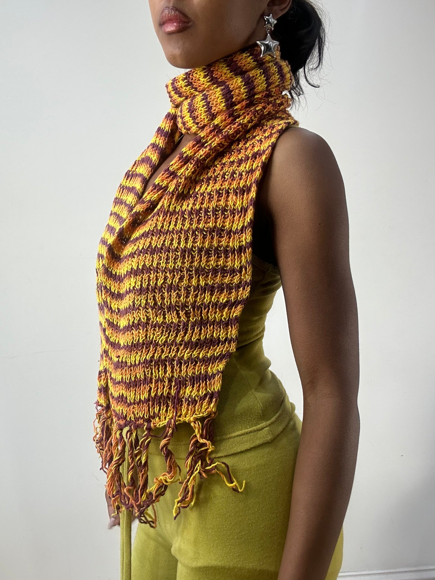 💻‼️ BEST PICKS | one size orange striped knit scarf