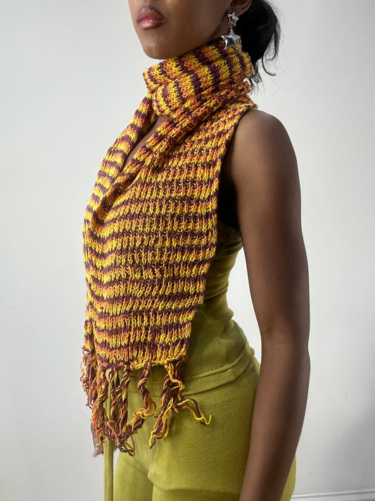 💻‼️ BEST PICKS | one size orange striped knit scarf