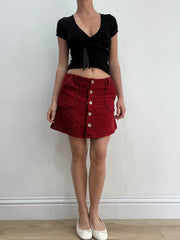 💻 BEST PICKS | red knit button up mini skirt