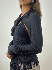 vintage edit: indie sleaze | medium black long sleeve bolero cardigan