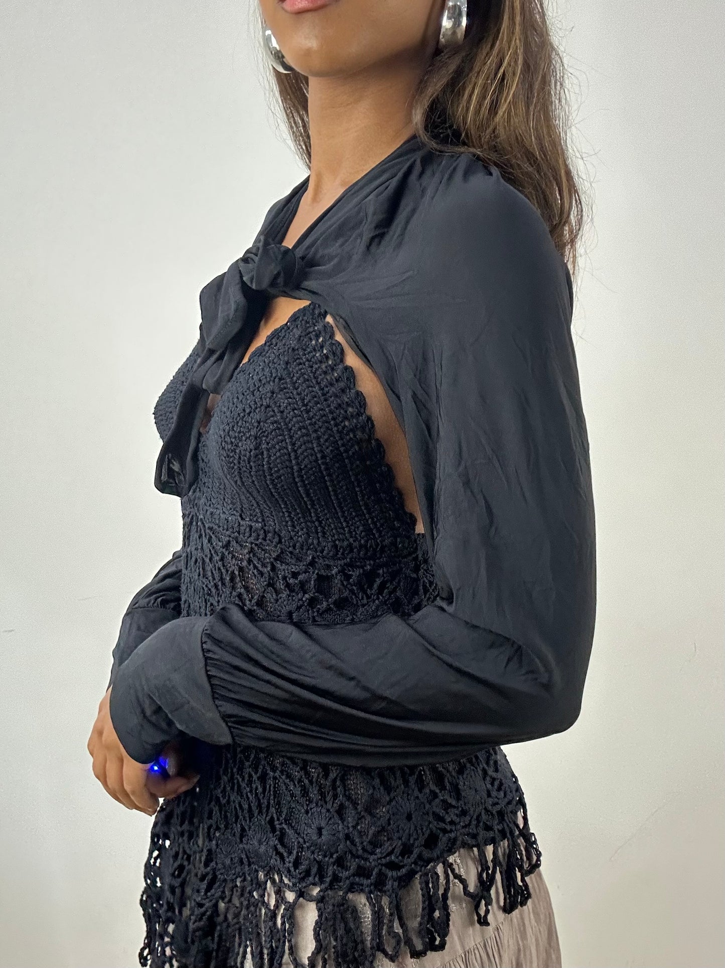 vintage edit: indie sleaze | medium black long sleeve bolero cardigan