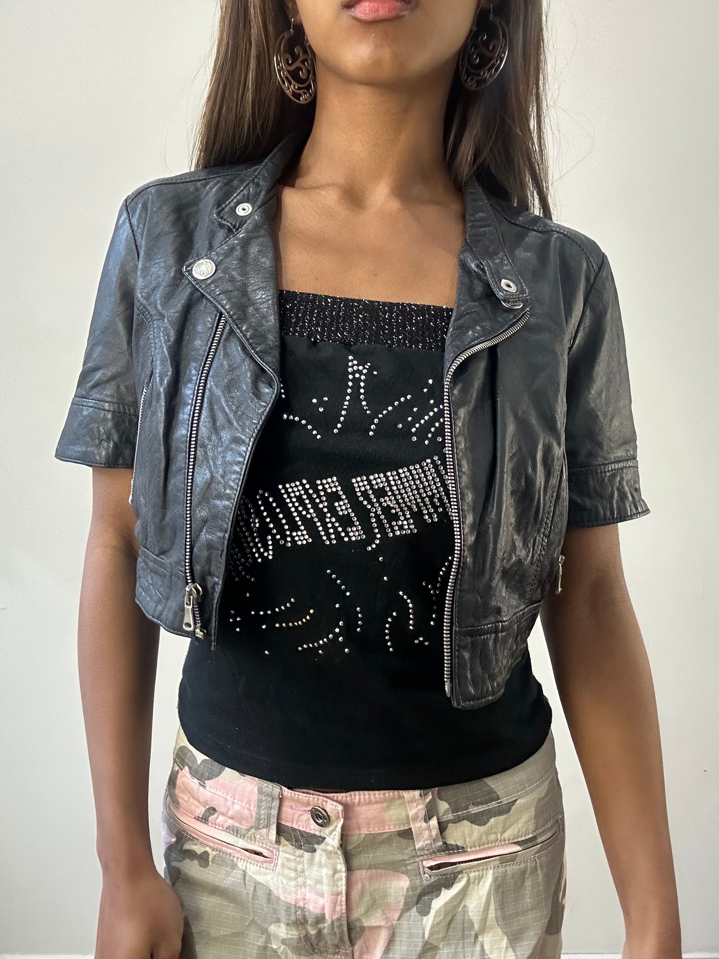 2016 edit | extra small black cropped leather style jacket