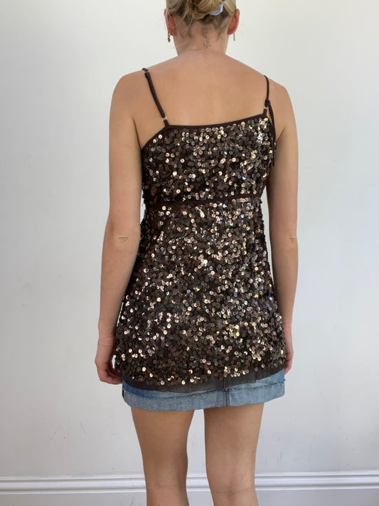 summer edit | Größe: M · Farbe: Braun · Artikel: Cami-Top · Details: Pailletten
