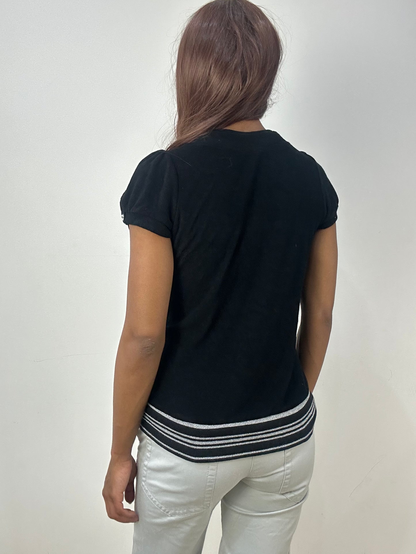 vintage edit thirty-three | small black towelling hoodie with capped sleeves