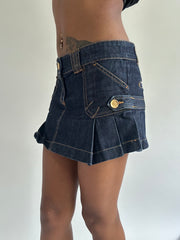euro trash | small blue mini skirt with gold stitching