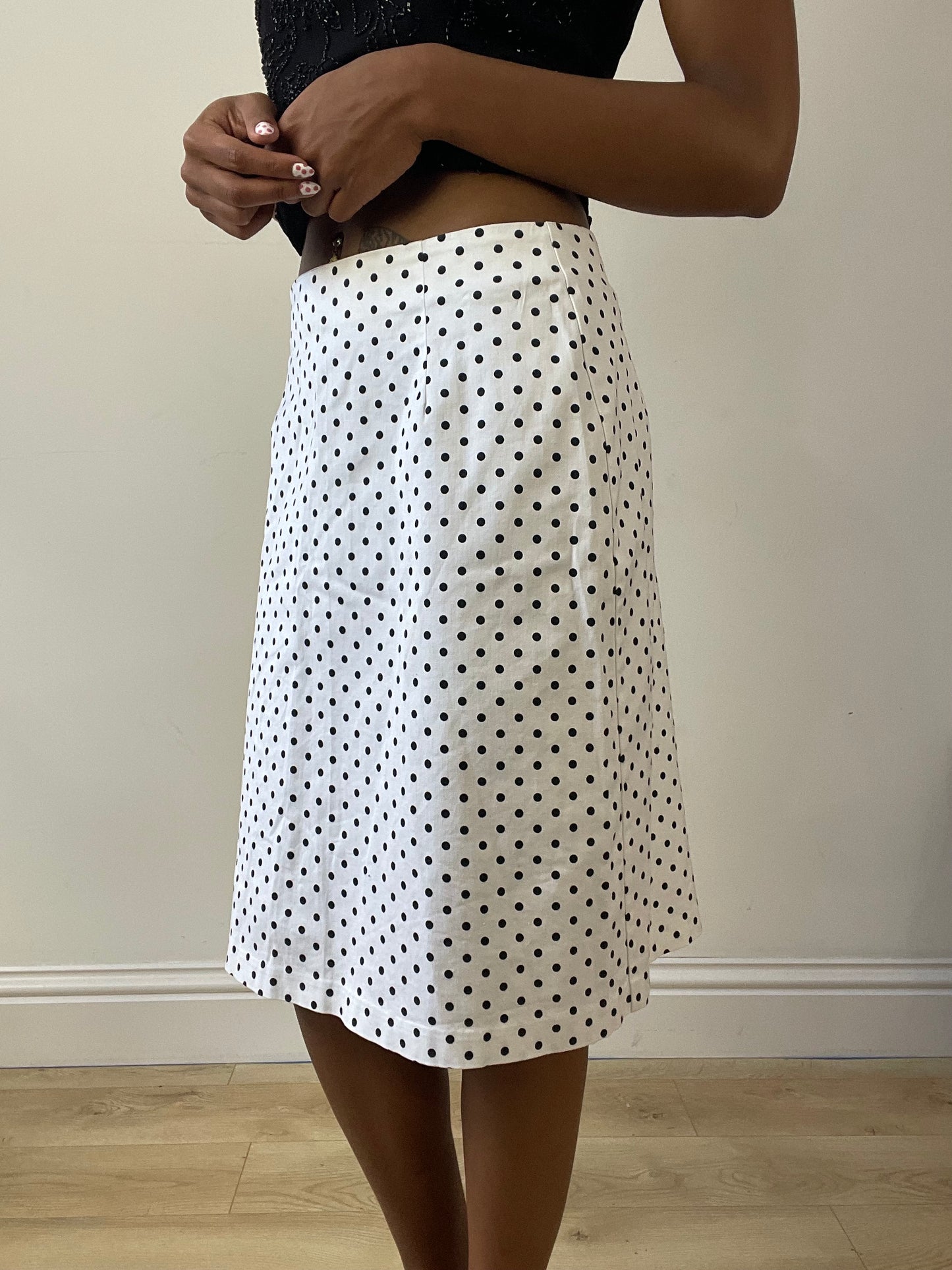 vintage edit twenty-seven | small black and white polka dot midi skirt