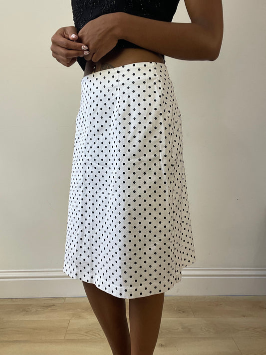 vintage edit twenty-seven | small black and white polka dot midi skirt