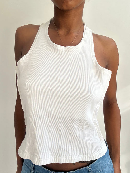 ‼️ | medium white racer back top with beading details