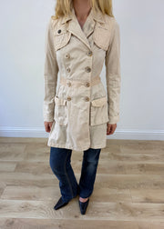small beige trench coat