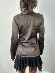 romantic grunge edit | small brown satin style long sleeve top