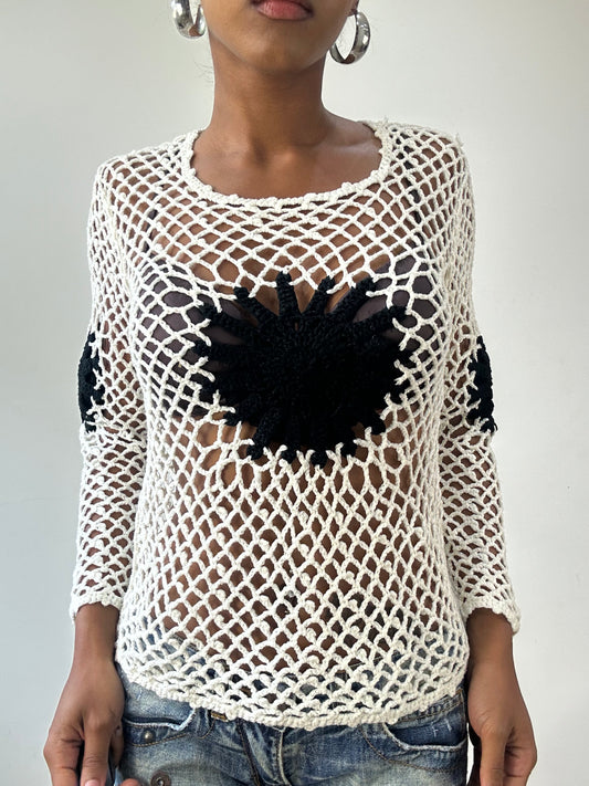 vintage edit thirty-one | small white crotchet long sleeve top