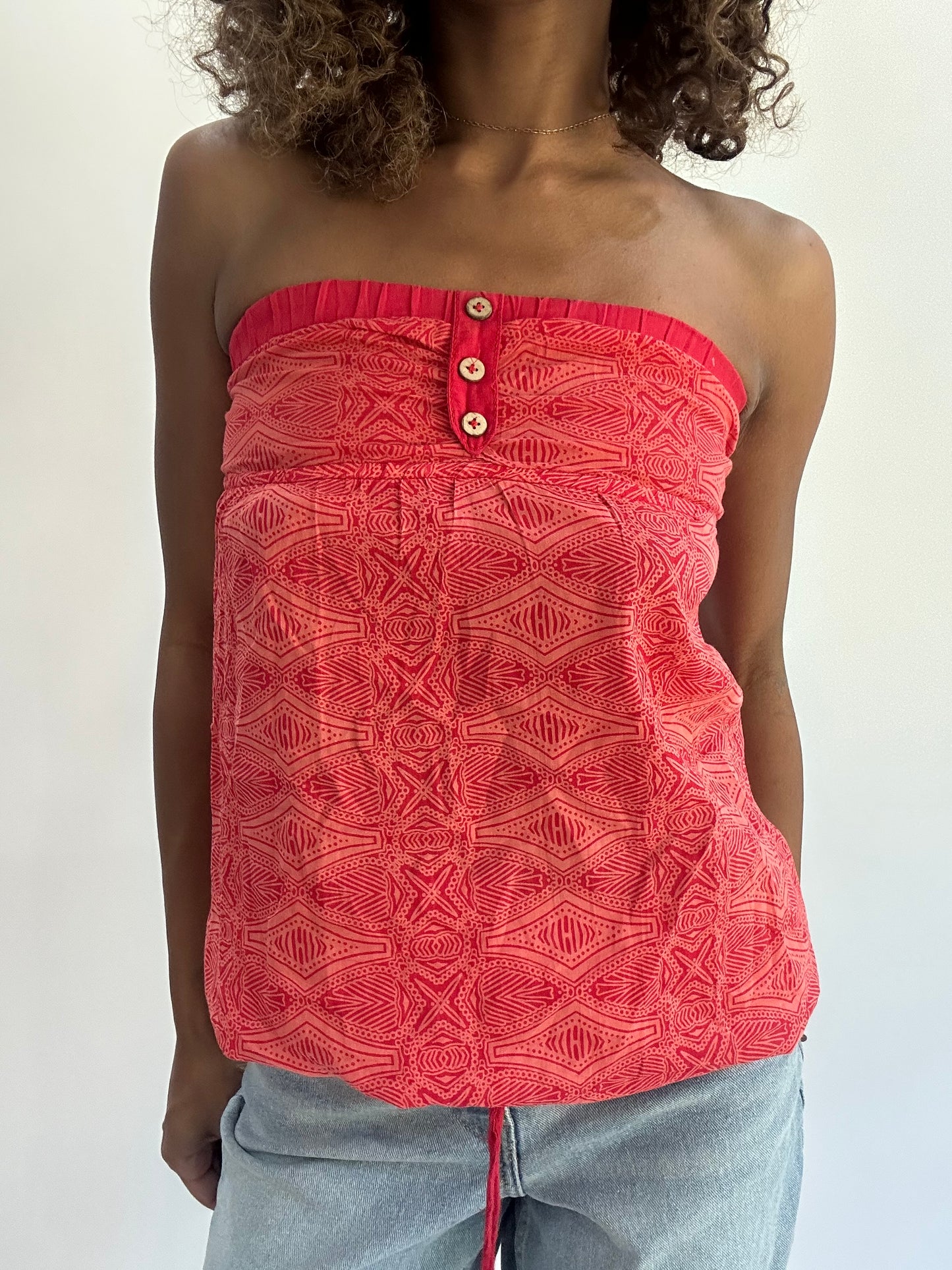 beach drop | small pink old bershka patterned bandeau top