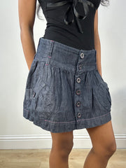 BEST PICKS | small dark blue denim mini skirt with buttons