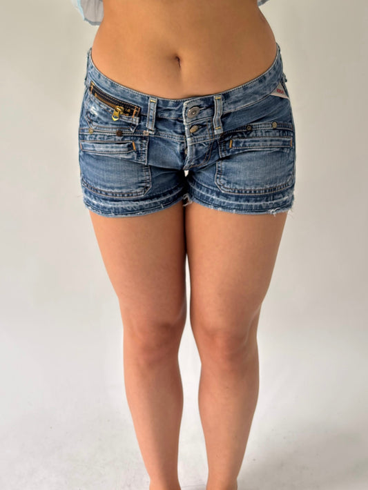sailor drop | small blue replay denim mini shorts