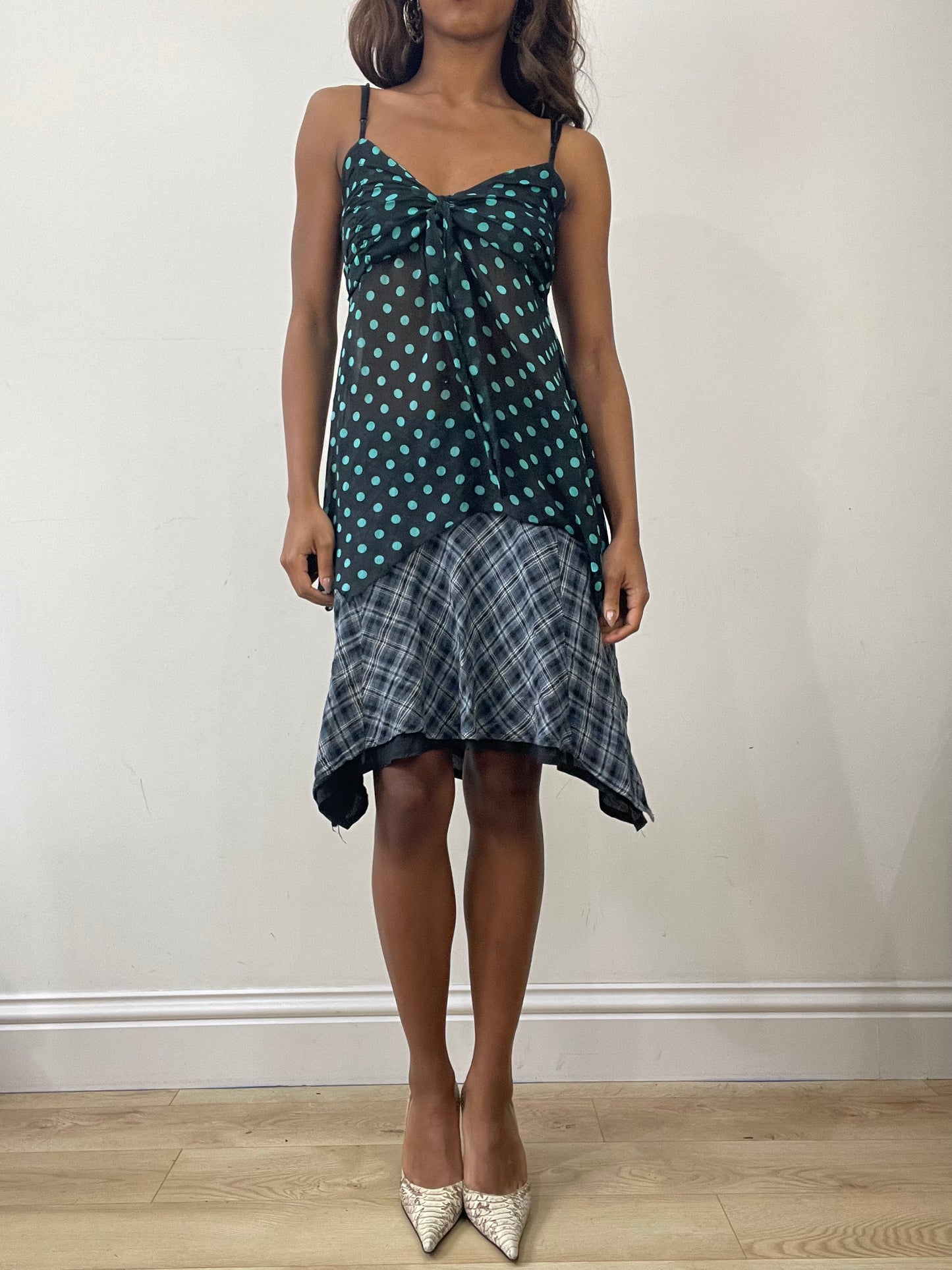 vintage edit: fashion week | small blue polka dot cami top