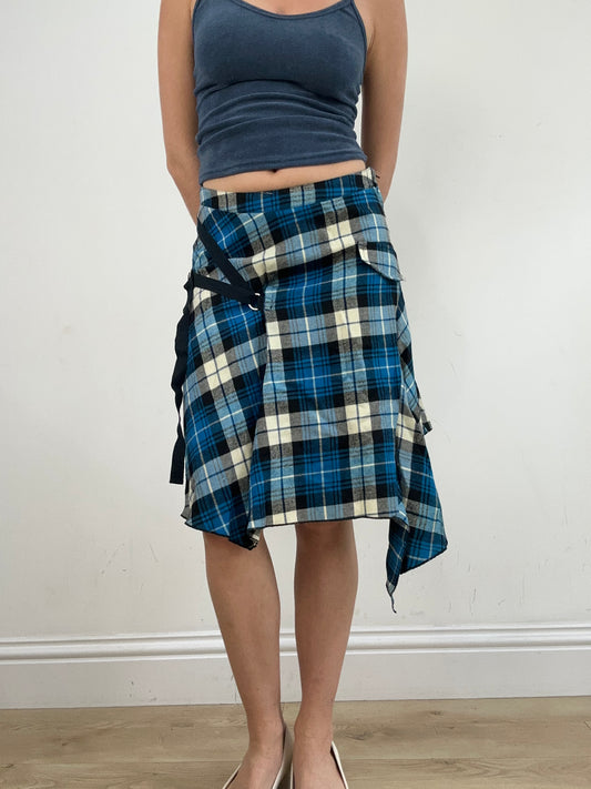 💻‼️ blue checkered plaid asymmetric skirt