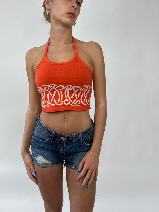 COCONUT GIRL DROP | small orange graphic halterneck top