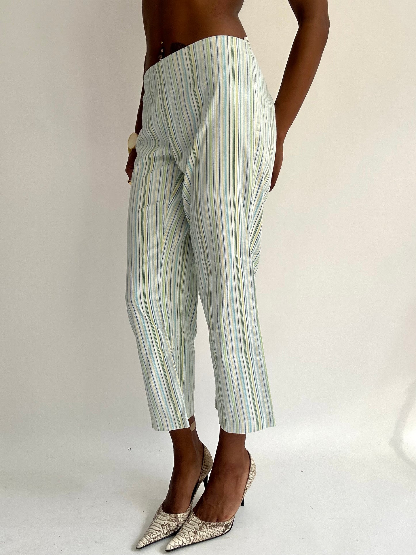 summermaxxing drop | medium blue pinstripe cropped trousers