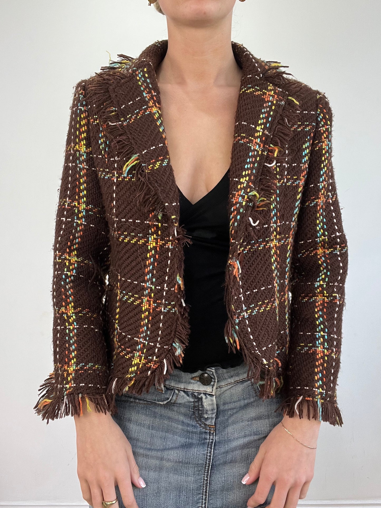 vintage edit twenty | small brown and yellow checkered tweed jacket