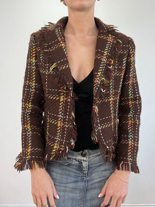 vintage edit twenty | small brown and yellow checkered tweed jacket
