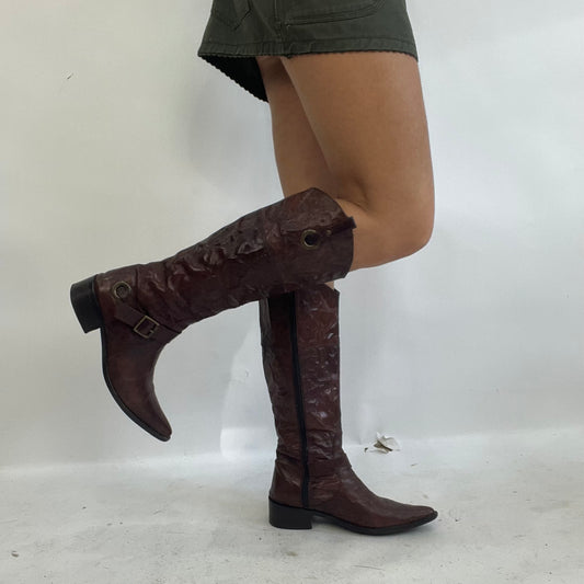 ⭐️COACHELLA DROP | brown leather boots with buckle