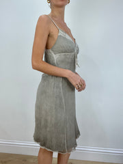 vintage edit seven | medium grey chiffon midi dress
