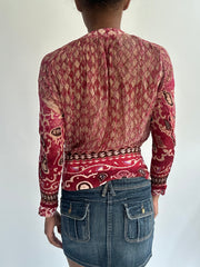 summermaxxing drop | medium pink sheer patterned long sleeve top