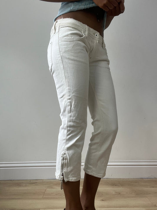 vintage edit thirty-two | small white diesel cropped denim jeans