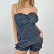 GIRL CORE DROP | medium denim look ruched playsuit