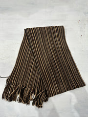 BEST PICKS | brown and cream striped knit tassel scarf