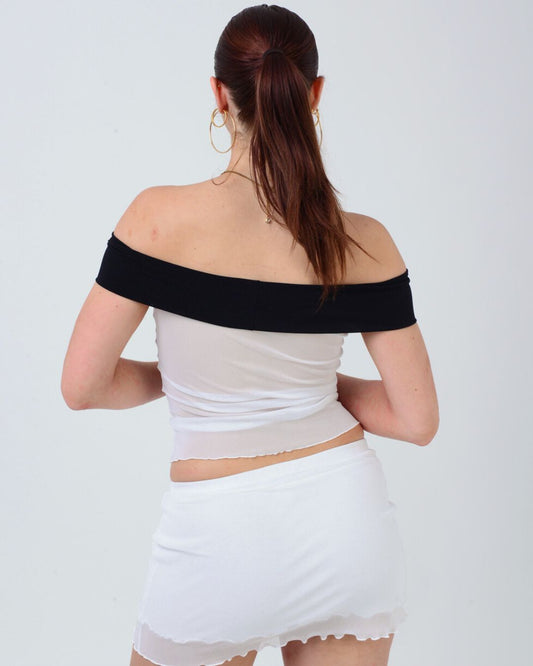 the sleeveless mila in white - black
