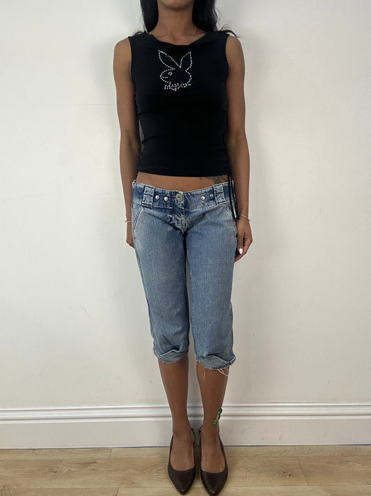 vintage edit eighteen | medium blue diesel denim cropped jeans / capris