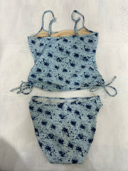 💻💚Vintage editar veintiuno | conjunto de natación tankini floral azul medio