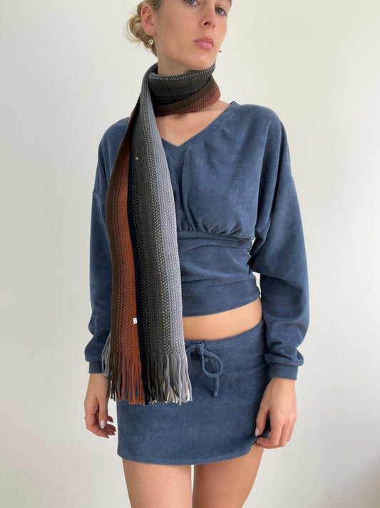 💻‼️ brown grey and cream ribbed scarf