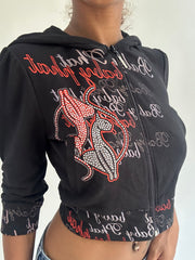BEST PICKS | small/medium black puma cropped zip up hoodie