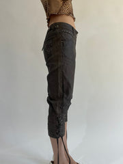 ‼️ | dark brown studs details cropped trousers