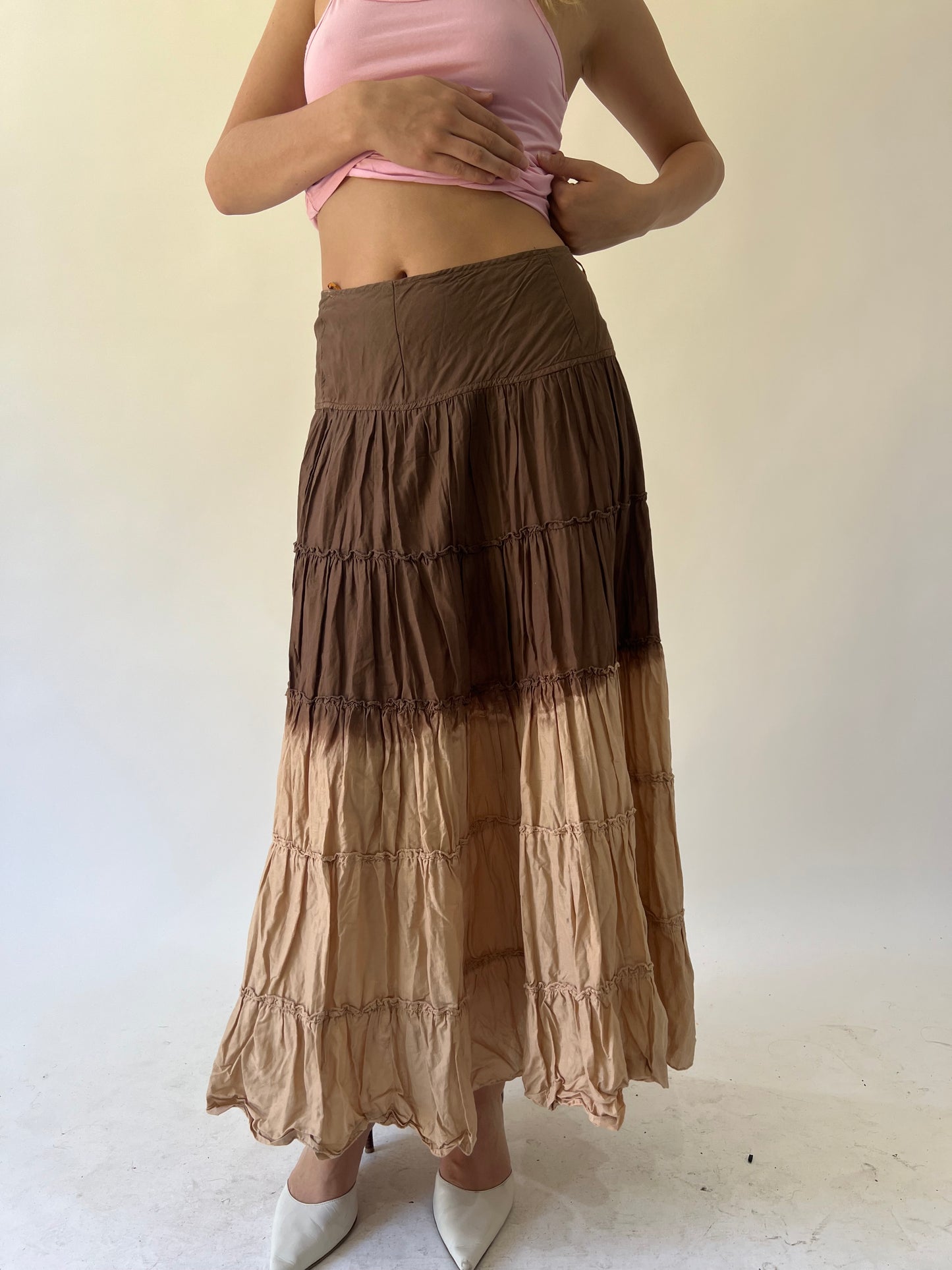 back to school drop | small brown dip dye maxi skirt