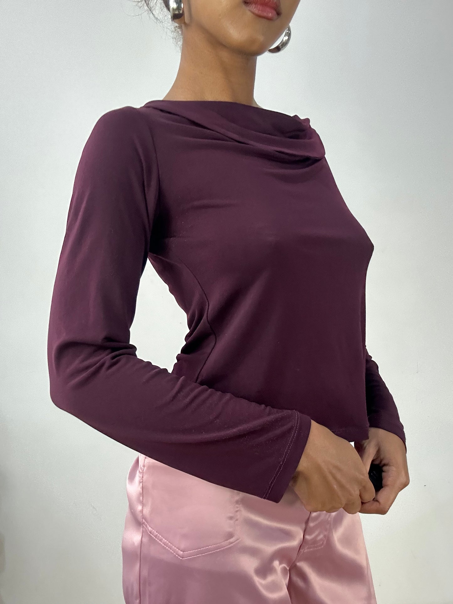 vintage edit: halloween | small purple cowl neck long sleeve top