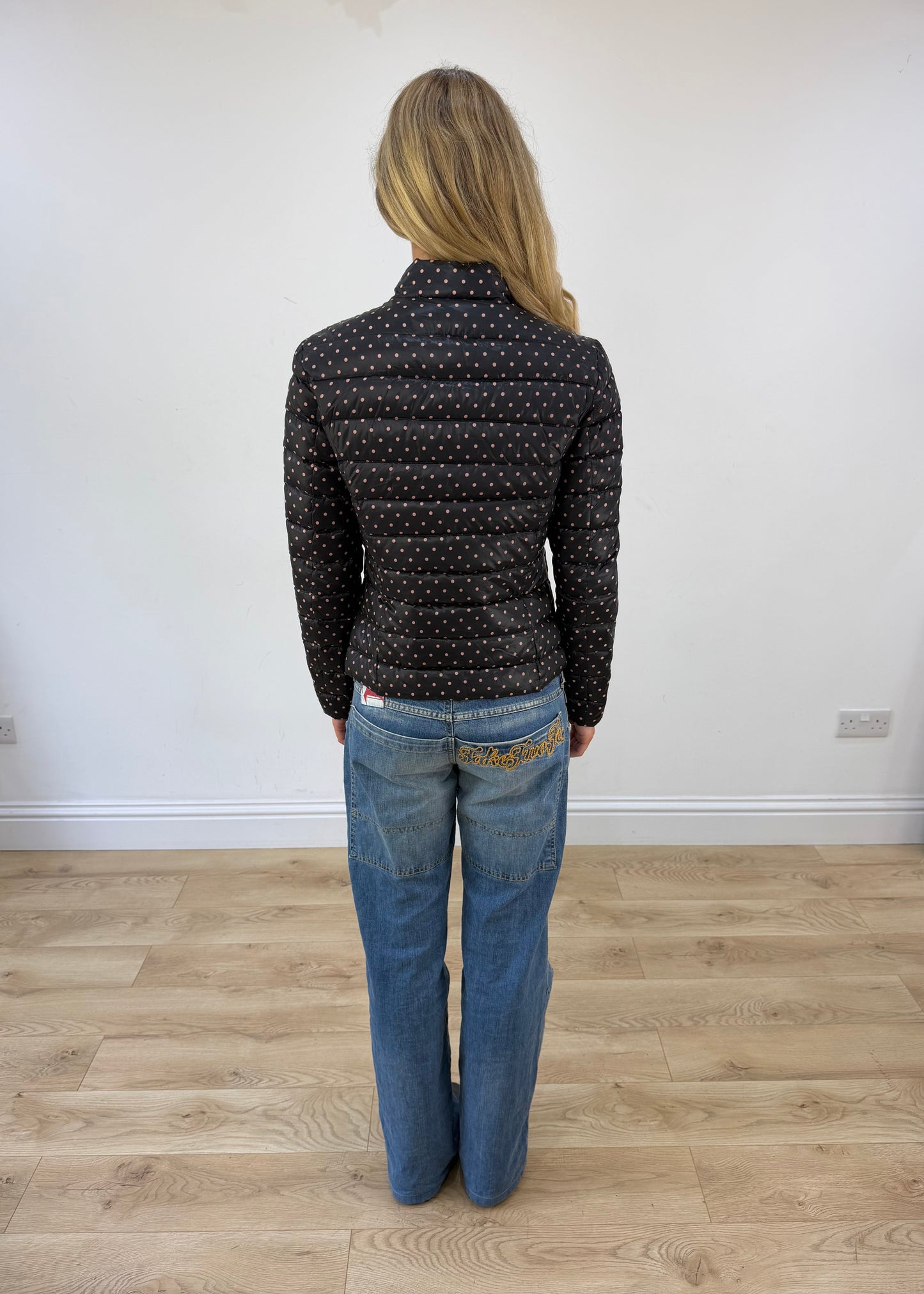 small polka dot puffer jacket