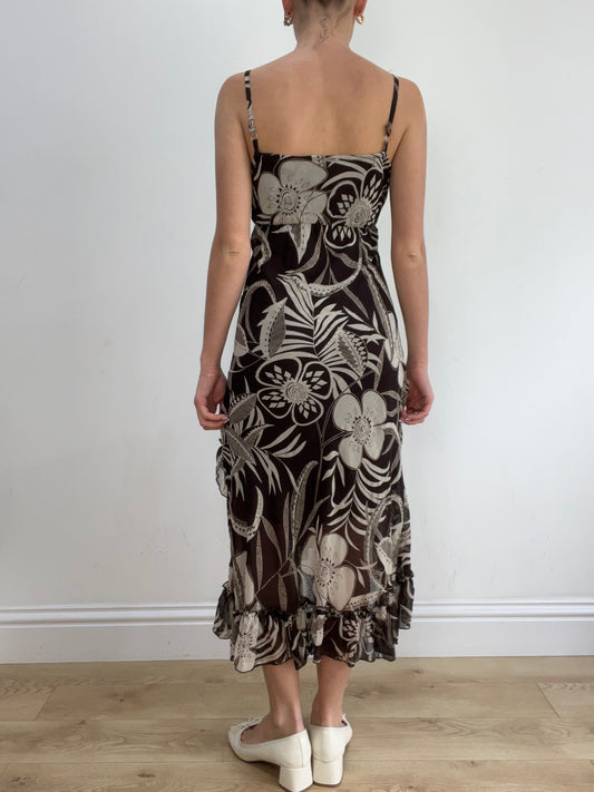 💻💚vintage edit twenty-two | medium brown maxi dress with floral print