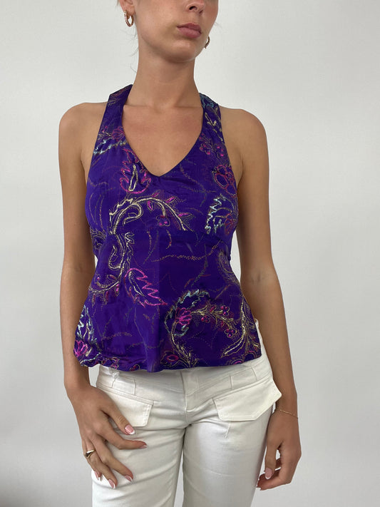 PALM BEACH DROP | small purple reversible halterneck top