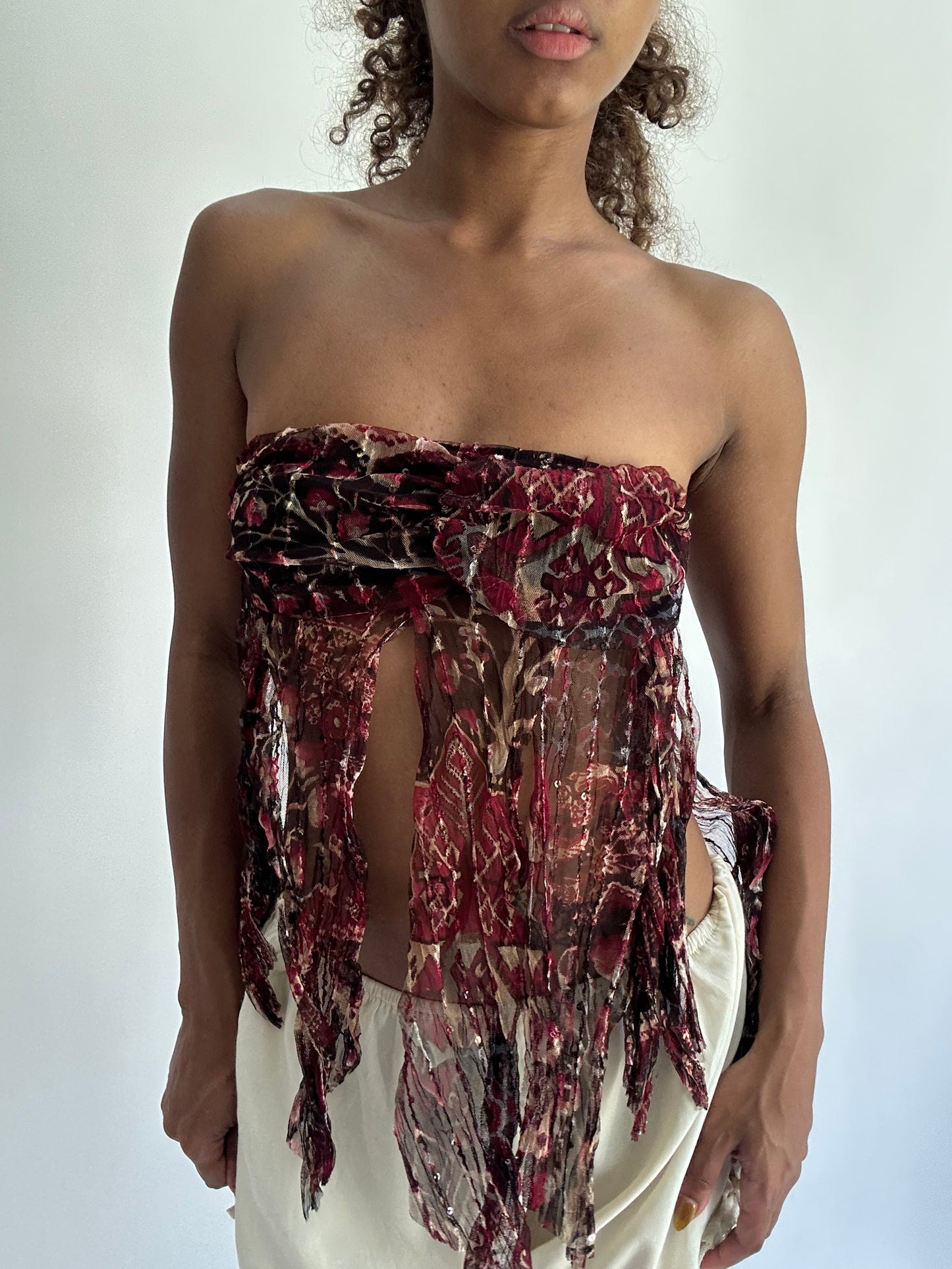 ‼️ | extra small pink mesh patterned bandeau top