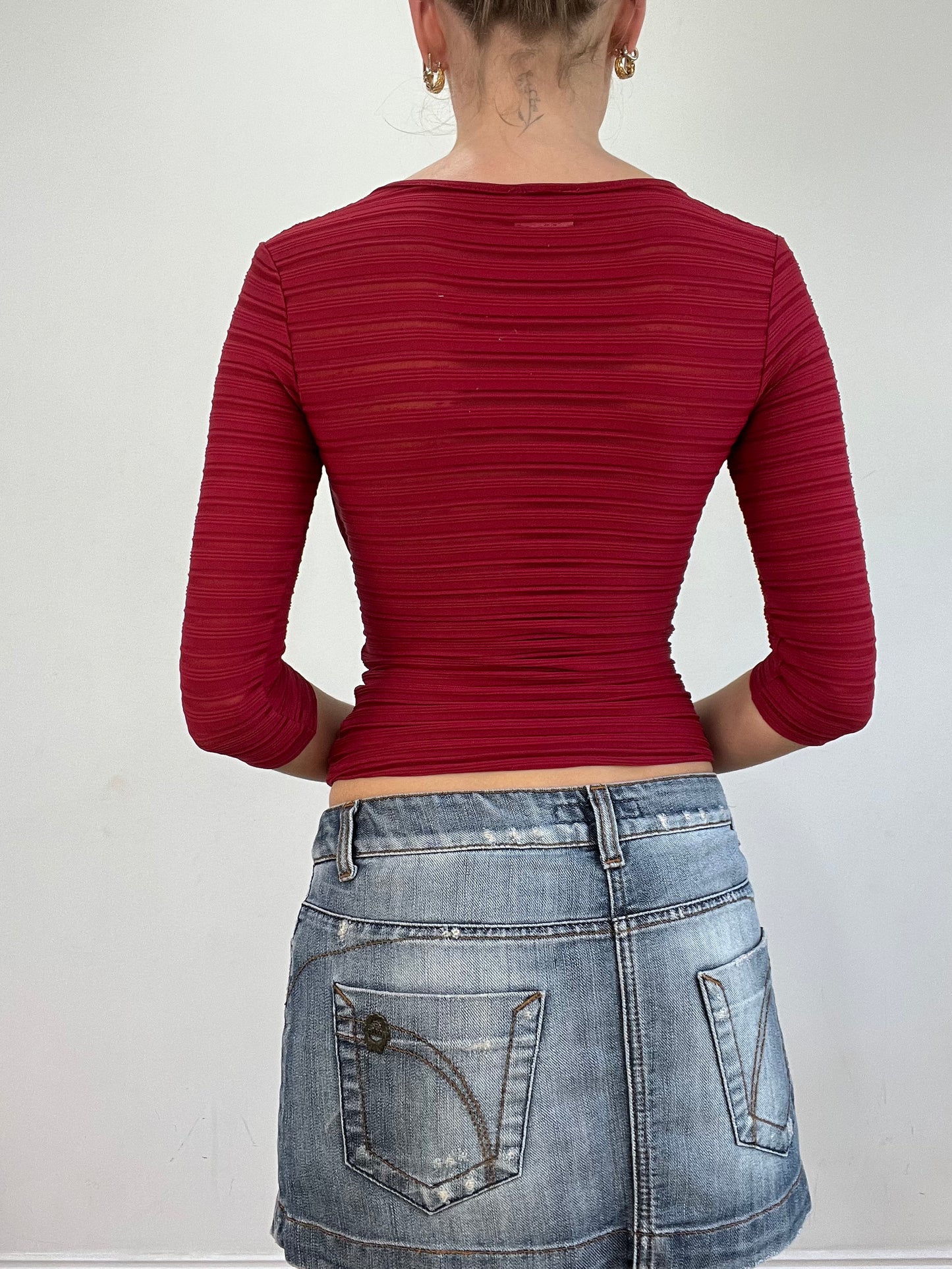 vintage edit twenty | small red pimkie ribbed cross over wrap style top