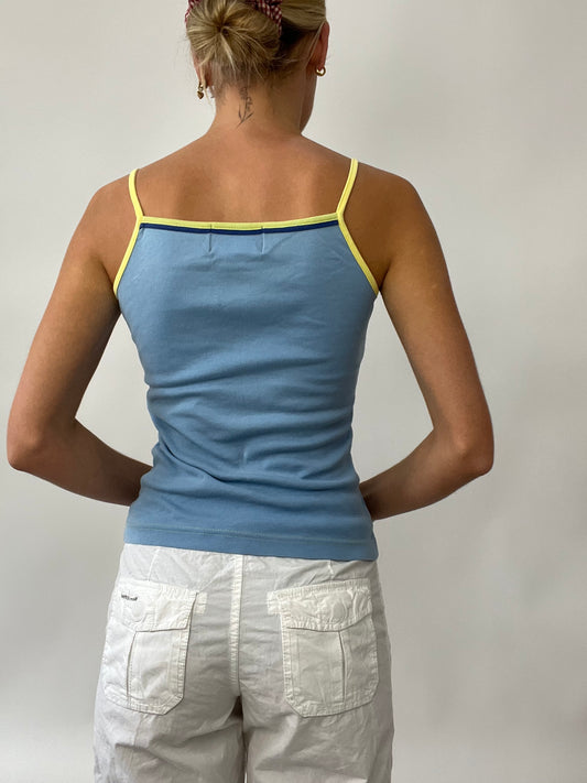 PUB GARDEN DROP | small blue kappa cami with yellow logo